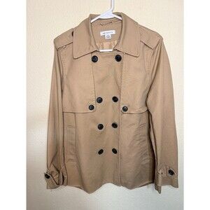 Liz Claiborne Women's Tan Button Up Cotton Spandex Blend Jacket Coat Size XL